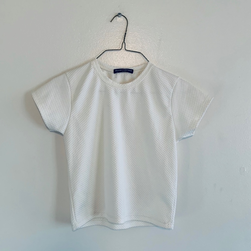 Brandy Melville White Textured Boxy Tee